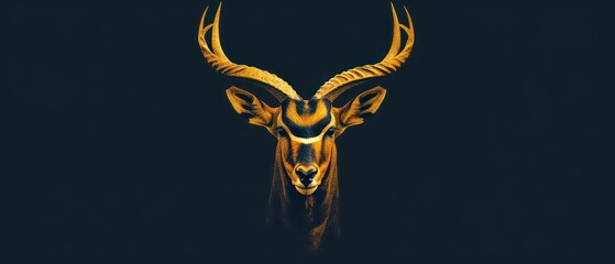 antelope head with horns - obrazy, fototapety, plakaty