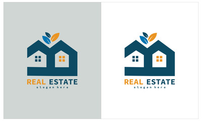 Abstract house logo design template. Colorful sign.