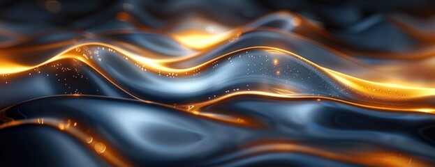 Dark Elegance: Abstract Black Background with Gold and Azure Lines - Simple Desktop Wallpaper