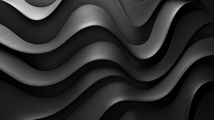 Glossy Black Surface: Perfect UI Background - Minimalist Abstract Desktop Wallpaper - obrazy, fototapety, plakaty
