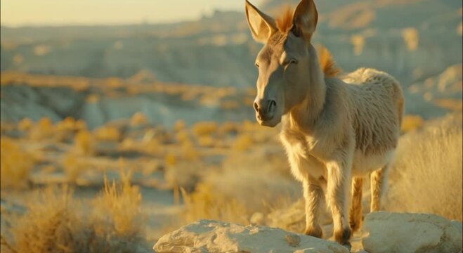a donkey on a rock footage