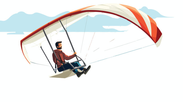 Man on a hang glider flat vector isolated on white