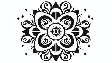 Fototapeta na wymiar Mandala pattern black and white good mood flat vector
