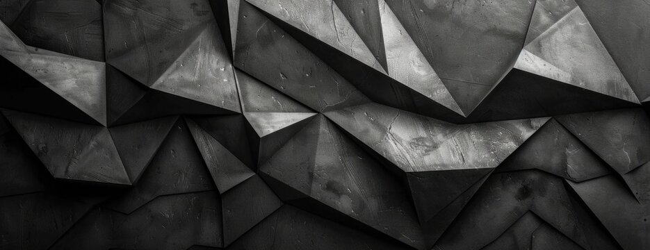 Abstract Geometric Distortion: Dark Black Architecture - Auto-Destructive Art Desktop Wallpaper