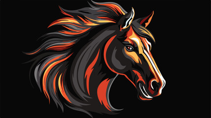 Mascot horse on black background flat vector