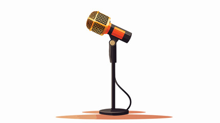 Microphone on Stand Vector Illustration flat vector