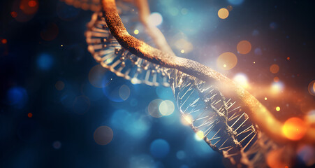 Biotechnology DNA, human DNA under microscope on futuristic helix and Science concept background.