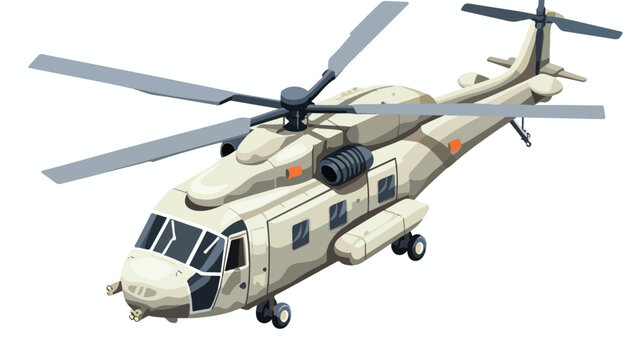 Military transport helicopter icon. Isometric