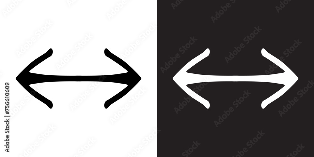 Poster double arrow icon vector. two side arrow icon sign symbol in trendy flat style. two opposite horizon