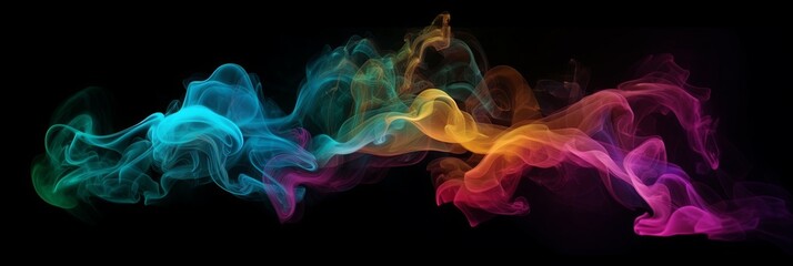 Colorful stream of magic neon smoke fog. Purple haze with 3d blue steam flow with waves of curls and whirlpool of movement effect
