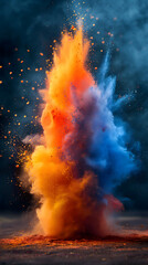 Surreal Colored Smoke Clouds Ascending in a Vibrant Sky