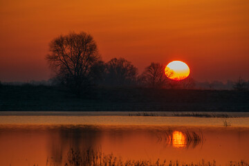 sunset over the river
