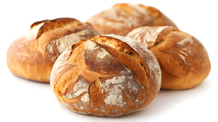 Freshly Baked Artisan Bread on White Background