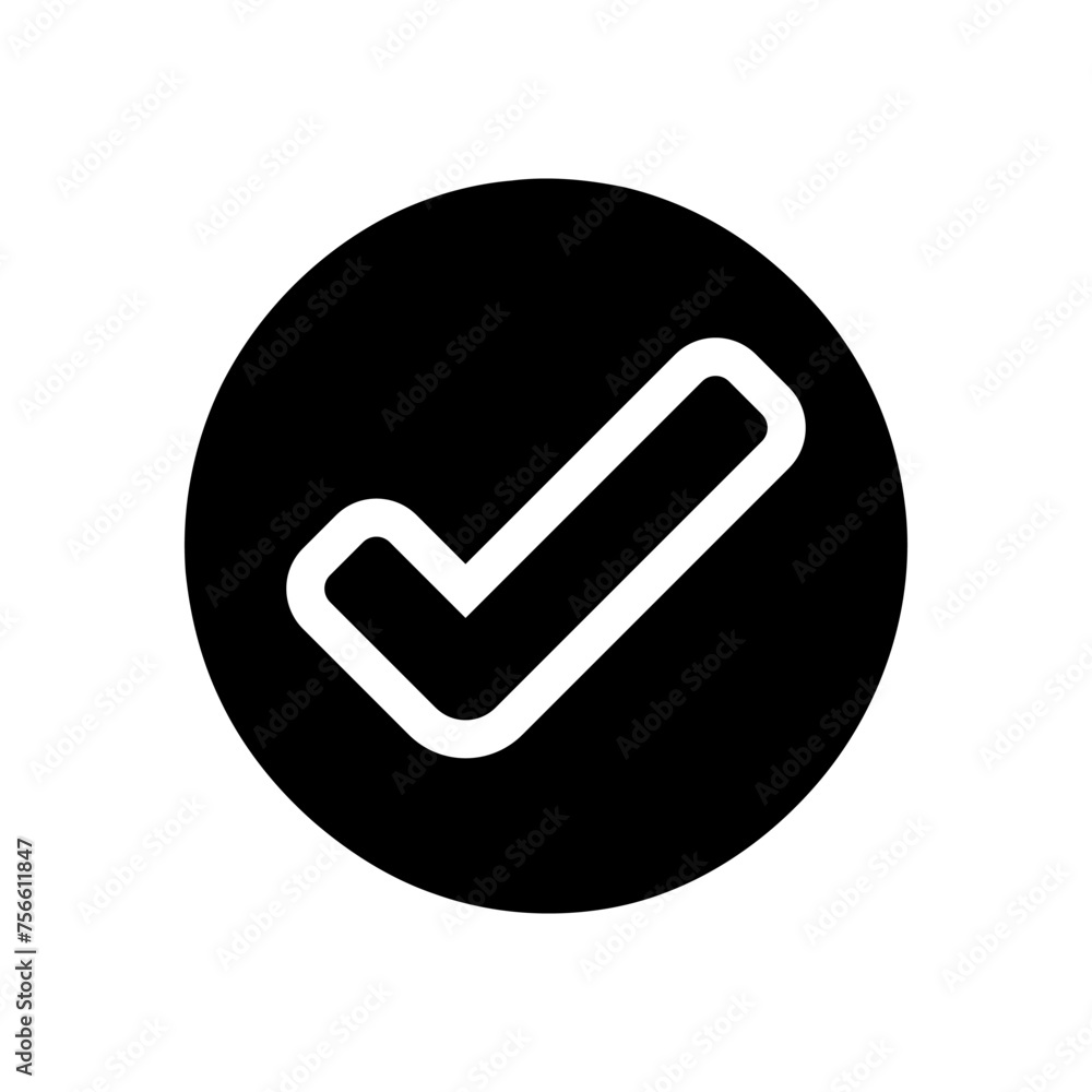 Canvas Prints check mark icon. black check mark on white background.