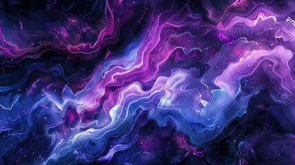 Fluid Chromaticity: Bold Purple and Blue Swirls - Abstract Design Desktop Wallpaper