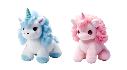 3D Cartoon Illustration of a Cute Set of Colorful Unicorn Animal Toys, Isolated on Transparent Background, PNG