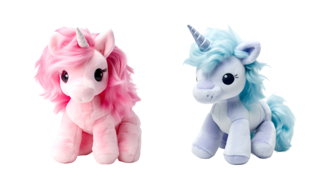 Cartoon 3D Illustration of Cute Colorful Unicorn Animal Toy Collection, Isolated on Transparent Background, PNG