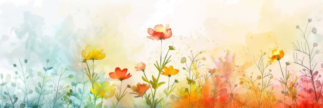Sun-kissed Floral Watercolor Spring Background