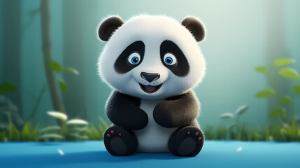 Fototapeta premium Illustration of surprised panda