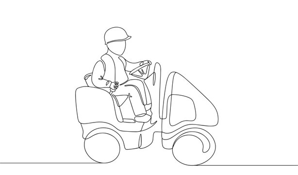 recommend clip art: A road worker operates a road roller