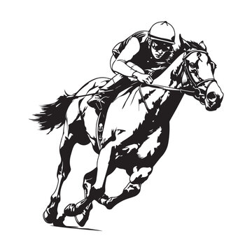 Horse Racing Vector Images, Illustration Of a Horse Racing 
