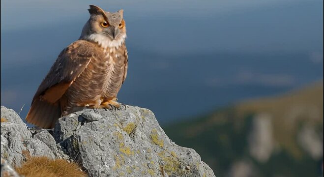 an owl on a rock