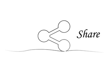 Continuous one-line share icon drawing and single-line share concept outline share icon art 