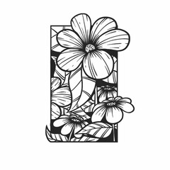 Vintage doodle illustration of black and white flowers. Suitable for designing t-shirts, jackets, hoodies, hats, stickers, etc