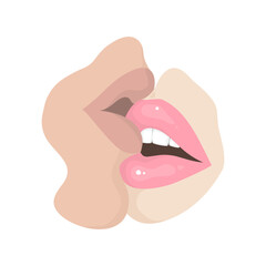 Kiss, male and female lips. Isolated vector illustration