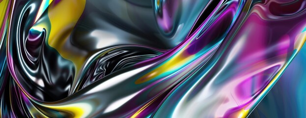 Obraz premium Metallic Fluid Elegance: Abstract Colorful Liquid Flow - Artistic Desktop Background