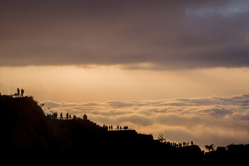 Scenic view of clouds and mist at sunrise - 756616289