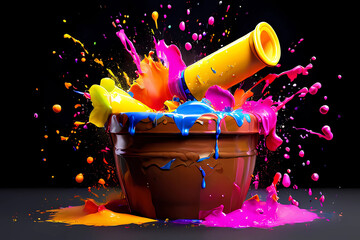 A realistic portrayal of the Holi Day festival Ai Generated Image or Happy Holi Day