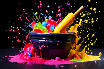 A realistic portrayal of the Holi Day festival Ai Generated Image or Happy Holi Day