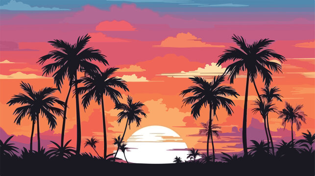 Palm Tree retro sunset look background