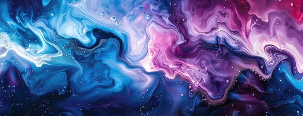 Galactic Whispers: Black Background with Blue and Purple Abstract Design - Cosmic Desktop Background