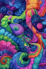 Vibrant Illusions: Contrasting Electric Blue, Hot Pink, and Neon Green on White - Abstract Desktop Background