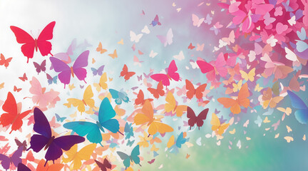 カラフルな水彩の蝶のシルエット