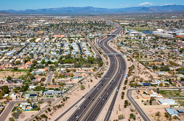 State Route 51 in Phoenix, Arizona from above looking North
