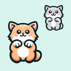 Cat Cute Mascot Logo Illustration Chibi Kawaii is awesome logo, mascot or illustration for your product, company or bussiness