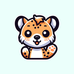 Cheetah Cute Mascot Logo Illustration Chibi Kawaii is awesome logo, mascot or illustration for your product, company or bussiness