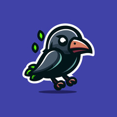 Crow Cute Mascot Logo Illustration Chibi Kawaii is awesome logo, mascot or illustration for your product, company or bussiness