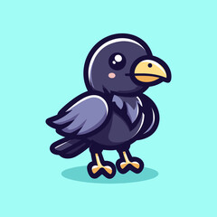 Crow Cute Mascot Logo Illustration Chibi Kawaii is awesome logo, mascot or illustration for your product, company or bussiness
