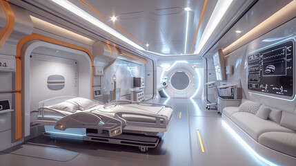 A futuristic medical facility equipped with advanced digital diagnostic tools revolutionizing healthcare delivery. 8K -