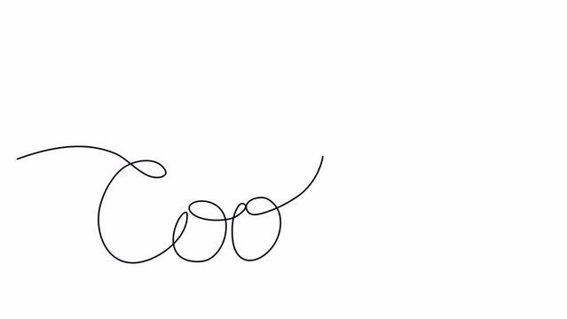 Word COOL one line drawing animation. Video clip with alpha channel.