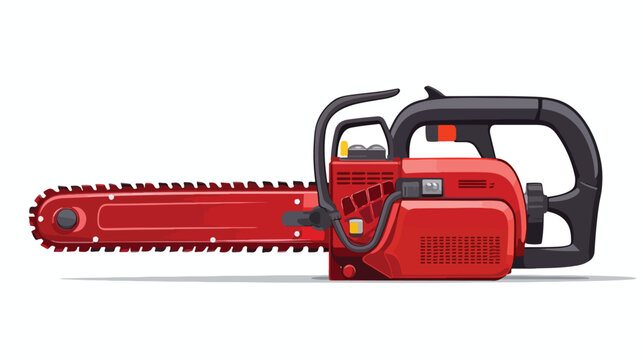 Red Chainsaw Firefighting Equipment Flat Style vector