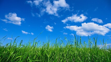 Obraz premium Green Grass Field Under Blue Sky