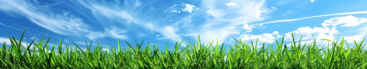 Grassy Field Under Blue Sky and Clouds