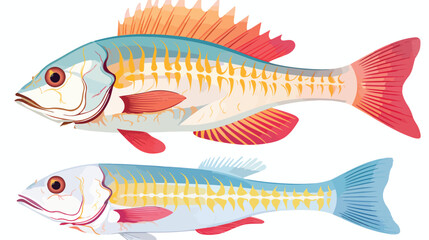 Rendered illustration of the fish anatomy flat vector