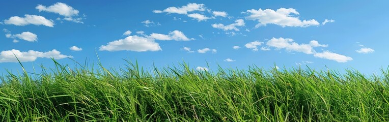 Obraz premium Lush Green Grass Field Under Blue Sky