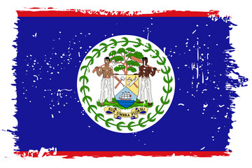 Obraz premium Belize flag - vector flag with stylish scratch effect and white grunge frame.